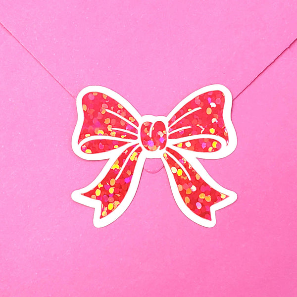 Bright Pink Bow Stickers, set of 20