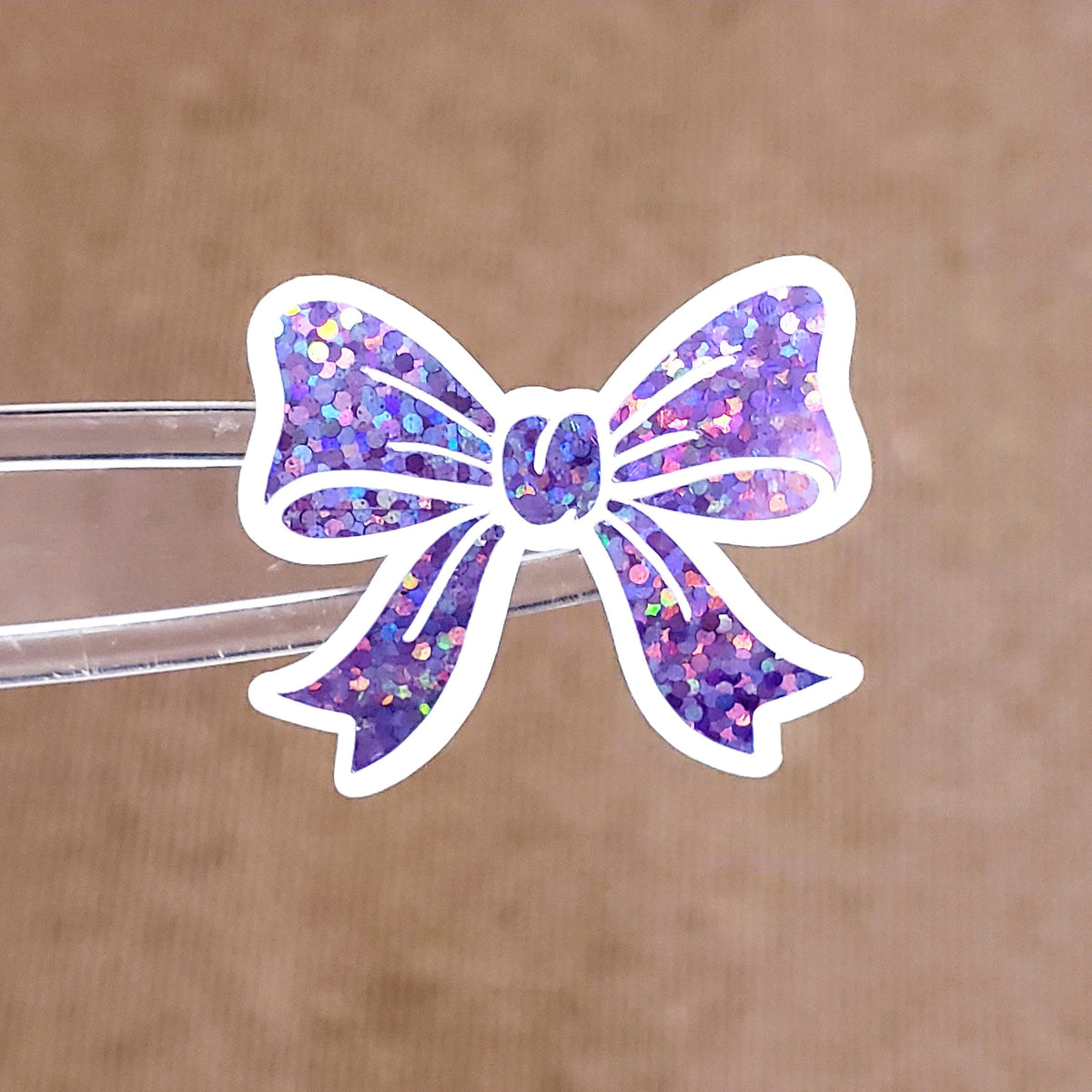 Lilac Purple Bow Stickers, set of 20 Sparkly Ribbon Vinyl Decals, craft supply for scrapbooking