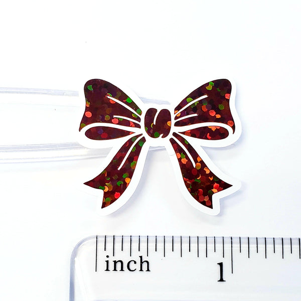 Brown Bow Stickers, set of 20 Sparkly Ribbon Vinyl Decals, craft supply for scrapbooking, Autumn decor.