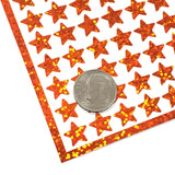 Orange Stars Sticker Sheet, set of 192 small sparkly orange star vinyl decals for teachers, planners, notecards, goal charts and journals