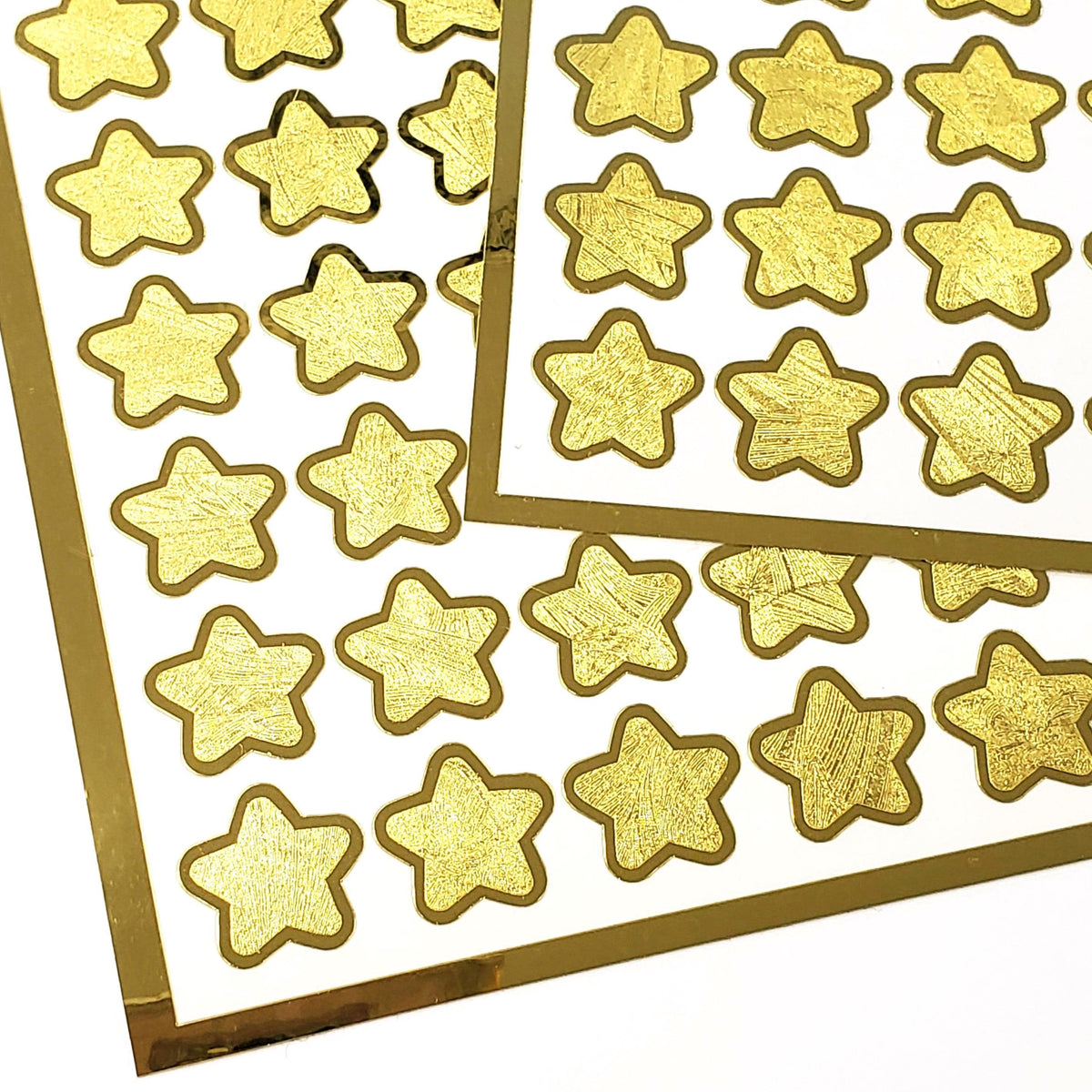 Gold Star Stickers, set of 70 small golden metallic kawaii stars for cards, envelopes, invitations, laptops and crafts.
