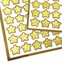 Gold Star Stickers, set of 70 small golden metallic kawaii stars for cards, envelopes, invitations, laptops and crafts.