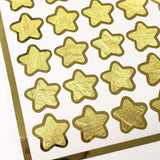 Gold Star Stickers, set of 70 small golden metallic kawaii stars for cards, envelopes, invitations, laptops and crafts.