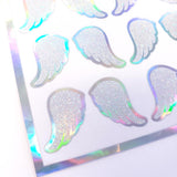Angel Wing Stickers, set of 42, silver sparkle