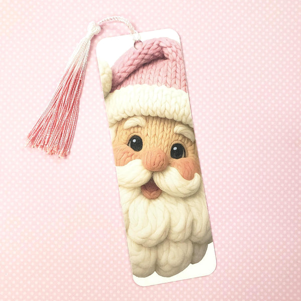 Santa Bookmark with Pink Tassel.