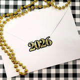 2026 Stickers for New Year's Eve Envelopes, Scrapbooking and Journals, black and gold