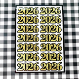 2026 Stickers for New Year's Eve Envelopes, Scrapbooking and Journals, black and gold