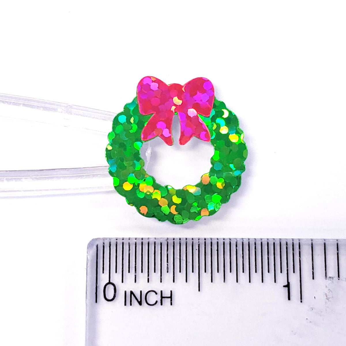 Christmas Wreath Stickers, set of 48 small green and pink wreath stickers for holiday decor, card envelopes, ornaments, gift tags and crafts