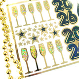 2026 Black and Gold Champagne Sticker Sheet – Sparkly New Year Planner Stickers