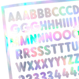 Silver Alphabet Stickers, Half Inch Vinyl Letters A thru Z, Numbers & Symbols.