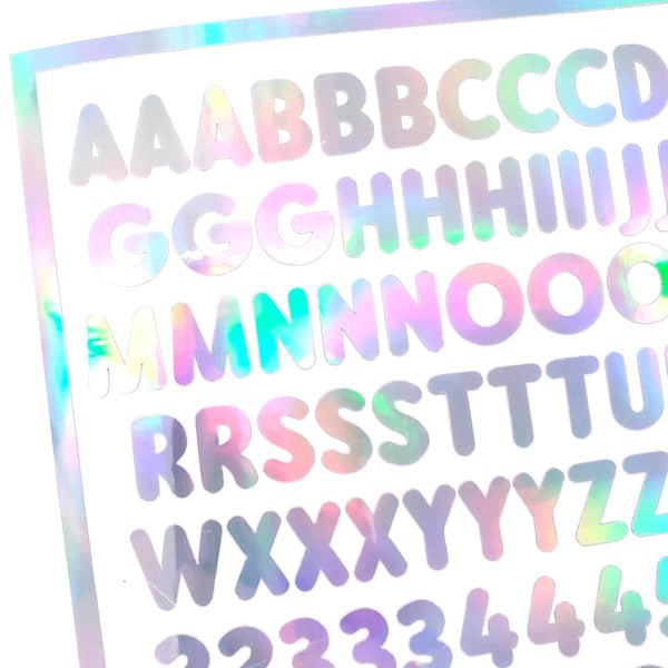 Silver Alphabet Stickers, Half Inch Vinyl Letters A thru Z, Numbers & Symbols.