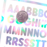 Silver Alphabet Stickers, Half Inch Vinyl Letters A thru Z, Numbers & Symbols.