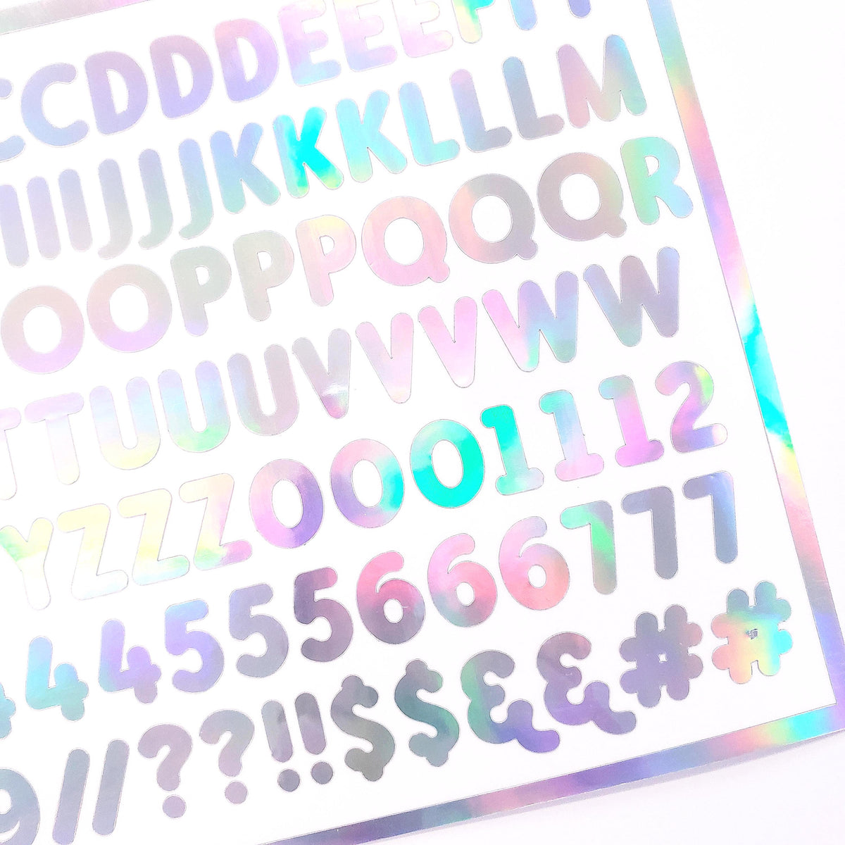 Silver Alphabet Stickers, Half Inch Vinyl Letters A thru Z, Numbers & Symbols.