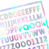 Silver Alphabet Stickers, Half Inch Vinyl Letters A thru Z, Numbers & Symbols.