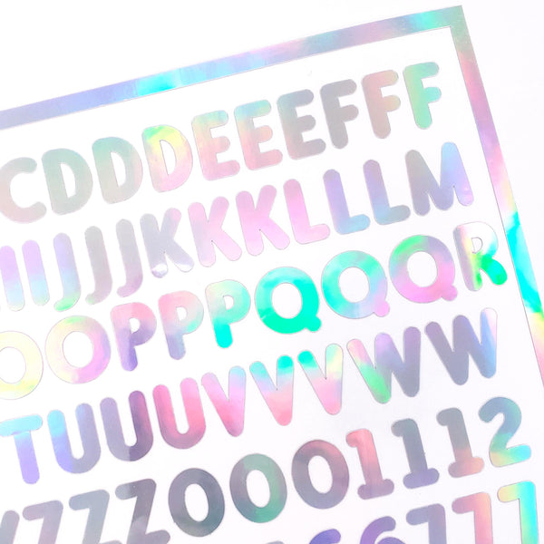 Silver Alphabet Stickers, Half Inch Vinyl Letters A thru Z, Numbers & Symbols.