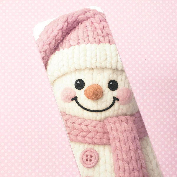 Snowman Bookmark with Pink Tassel.