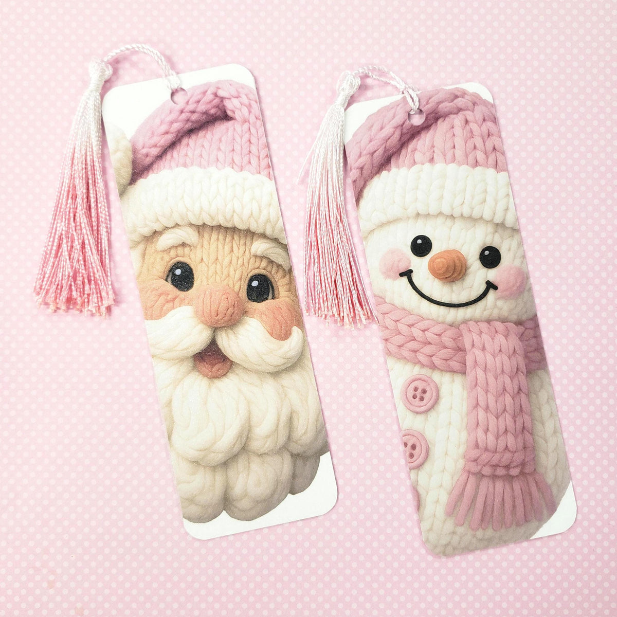Santa Bookmark with Pink Tassel.