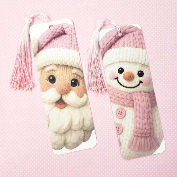 Santa Bookmark with Pink Tassel.