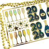 2026 Black and Gold Champagne Sticker Sheet – Sparkly New Year Planner Stickers