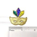 Mardi Gras Stickers, set of 12 gold purple and green sparkly mask stickers.