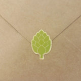 Artichoke Stickers, set of 16, gold and green vegetable vinyl decals.