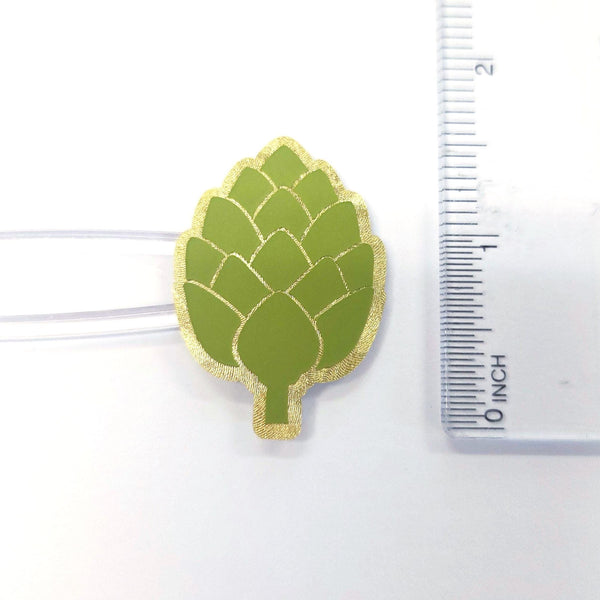 Artichoke Stickers, set of 16, gold and green vegetable vinyl decals.
