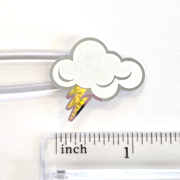 Cloud Stickers, sheet of 20 thunderstorm vinyl decals with lightning bolt, daily weather tracker, school science project, 2026 new design.