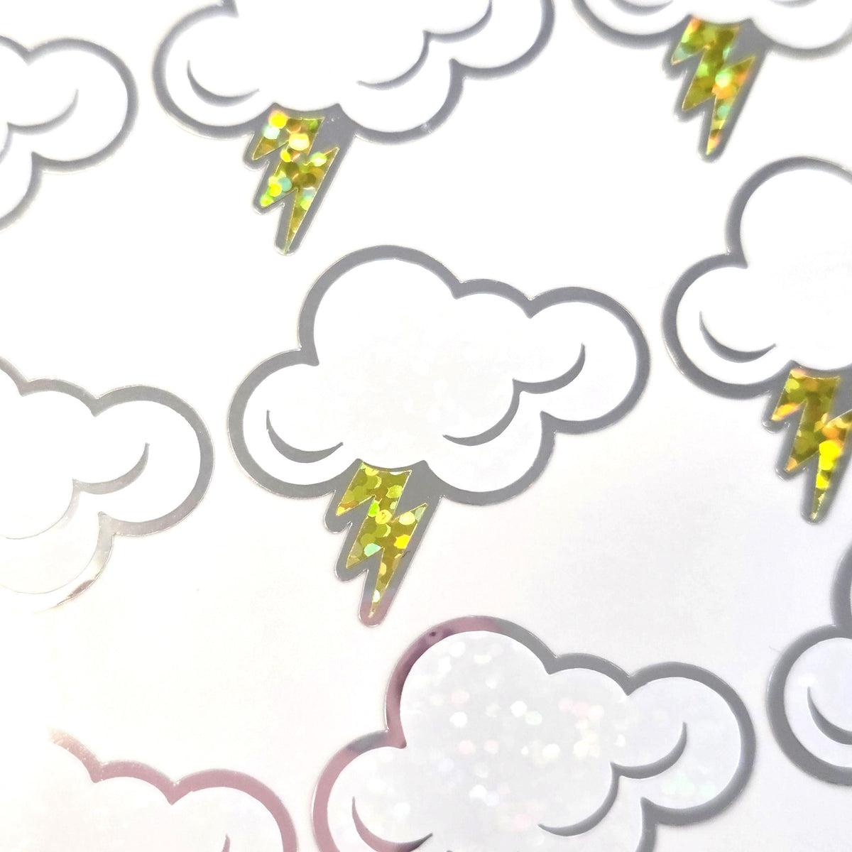Cloud Stickers, sheet of 20 thunderstorm vinyl decals with lightning bolt, daily weather tracker, school science project, 2026 new design.