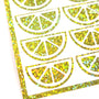 Lemon Stickers, sheet of 24 yellow and white lemon slice vinyl decals.