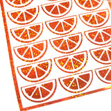 Pink Fruit Slice Stickers, sheet of 24 sparkly pink and white citrus vinyl decals.