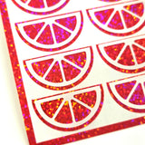 Lemon Stickers, sheet of 24 yellow and white lemon slice vinyl decals.