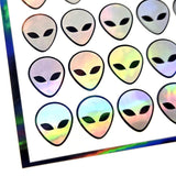 Alien Head Stickers, sheet of 42 vinyl decals