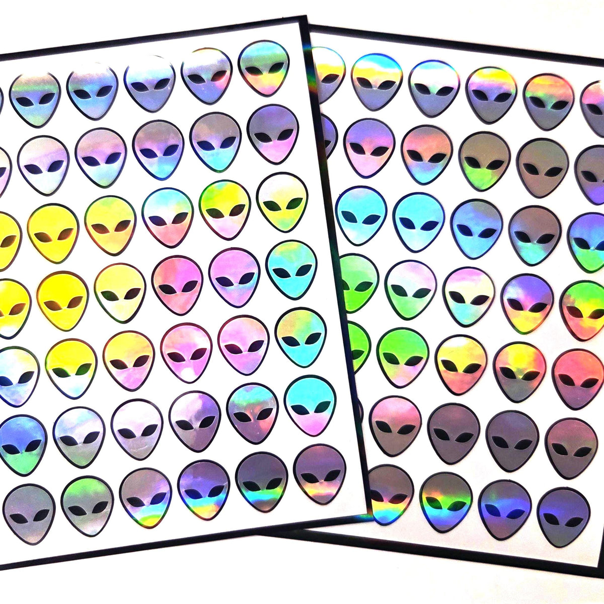 Alien Head Stickers, sheet of 42 vinyl decals