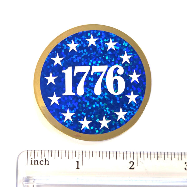 250th USA birthday stickers, set of 2 patriotic vinyl decals of 1776 American flag.