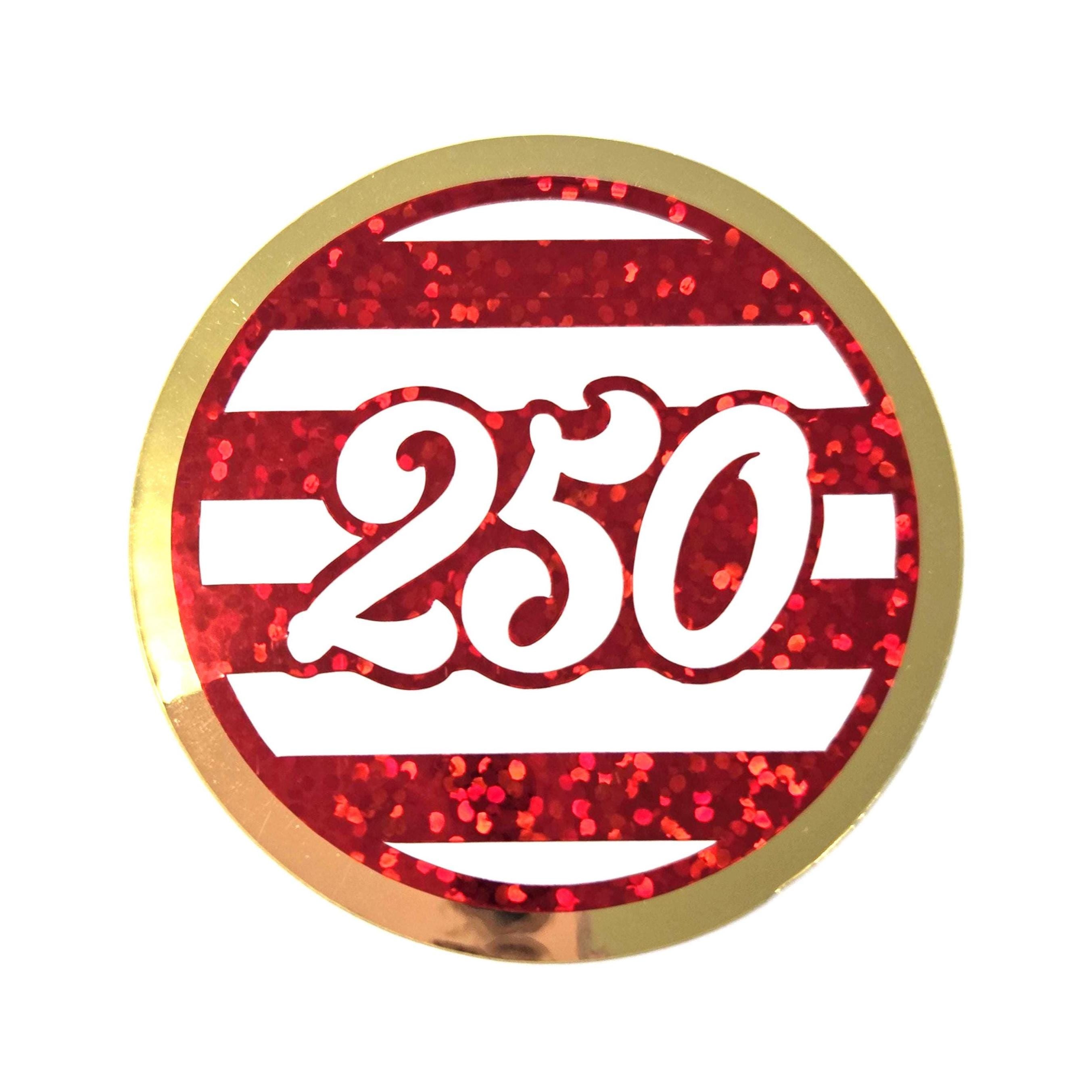 250th stickers, set of 2 patriotic vinyl decals of American flag.