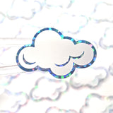 White Cloud Stickers, sheet of 32 sparkly vinyl decals, perfect for a weather tracker or a fun school science project. Silver Lining.