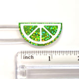 Citrus Fruit Slice Stickers, sheet of 24 sparkly vinyl decals. Choose lime, lemon, orange or pink.