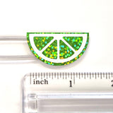 Lime Stickers, sheet of 24 green and white lime wedge vinyl decals.