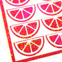 Pink Fruit Slice Stickers, sheet of 24 sparkly pink and white citrus vinyl decals.