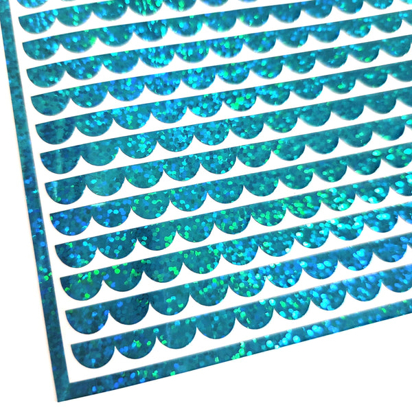 turquoise scalloped edge border stickers