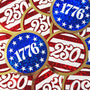 250th USA birthday stickers, set of 2 patriotic vinyl decals of 1776 American flag.