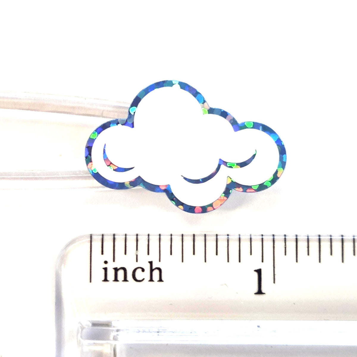 White Cloud Stickers, sheet of 32 sparkly vinyl decals, perfect for a weather tracker or a fun school science project. Silver Lining.