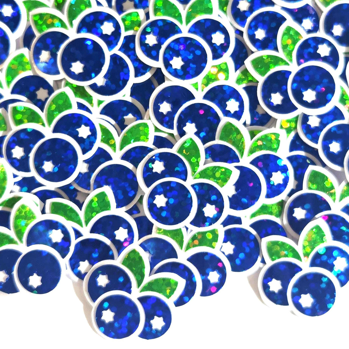 Blueberry Fruit Stickers, Waterproof Die Cut Glitter Vinyl Decals, Peel & Stick, choose amount