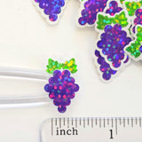 Mini Purple Grapes Fruit Stickers, Waterproof Die Cut Glitter Vinyl Decals, Peel & Stick, choose amount