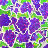 Mini Purple Grapes Fruit Stickers, Waterproof Die Cut Glitter Vinyl Decals, Peel & Stick, choose amount