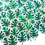 A collection of green, tropical leaf-shaped stickers with a clear outline.