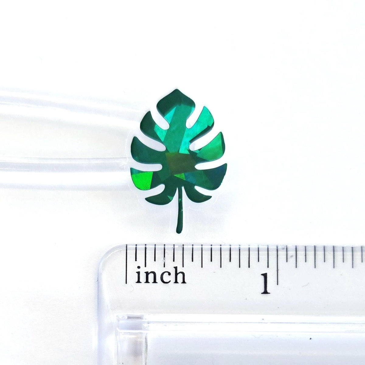 Mini Tropical Monstera Leaf Stickers, Glitter Vinyl Decals, Waterproof, Peel & Stick