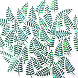 Mini Fern Leaf Stickers, Waterproof Die Cut Glitter Vinyl Decals, Peel & Stick, choose amount