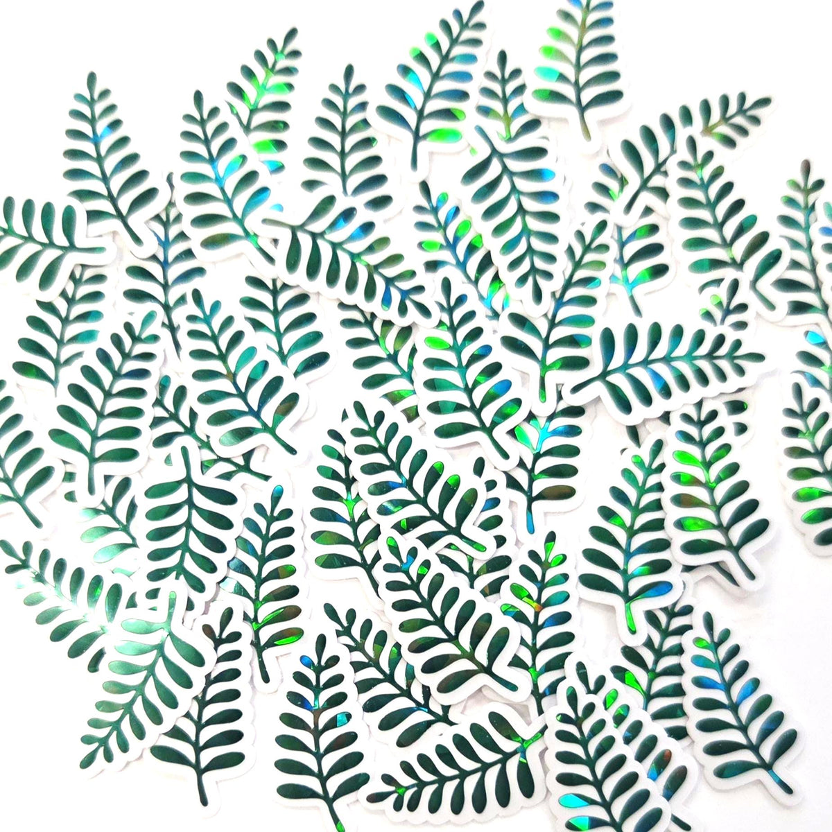 Mini Gold Fern Leaf Stickers, Waterproof Die Cut Vinyl Decals, Peel & Stick, choose amount