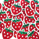 Strawberry Fruit Stickers, Waterproof Die Cut Glitter Vinyl Decals, Peel & Stick, choose amount